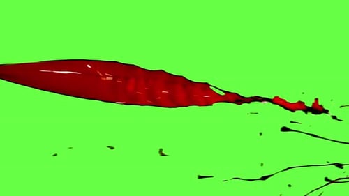 Carnage Collection: Chroma keying effect of a long blood stream flowing continuously on the screen a