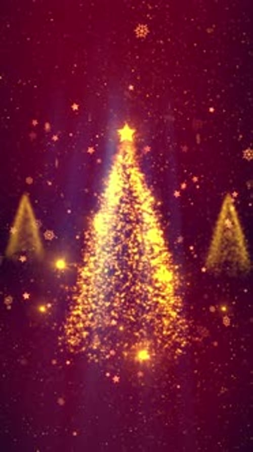 Shimmering Golden Particle Christmas Tree Background
