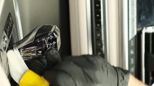 Cleaning Car Interior with Detailing Brush