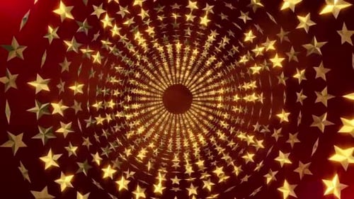 Golden Star Tunnel Red Background