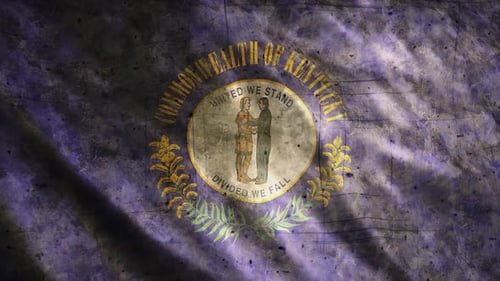 Waving Grunge Kentucky State Flag Animation