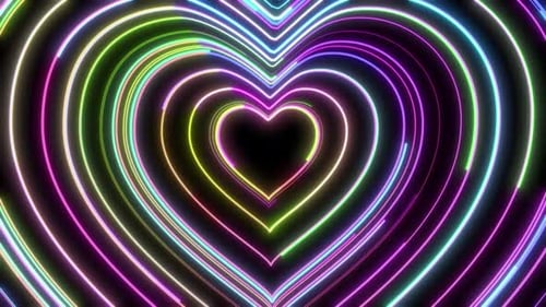 Neon Heart Shape With Arrow Direction Vj Loop Party Disco Night Neon Heart Shape, Heart Shape Vj