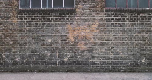 Athletic Woman Running Past Brick Wall, Urban Workout