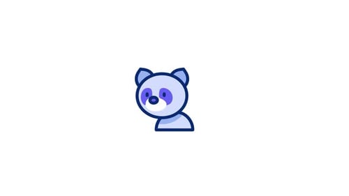 Flat Design Panda Head Icon Rotation Animation