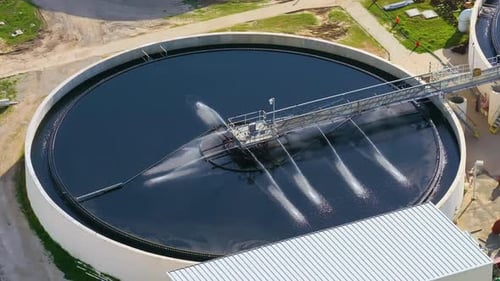 City Water Cleaning Facility at Wastewater Treatment Factory Purification Process of Removing