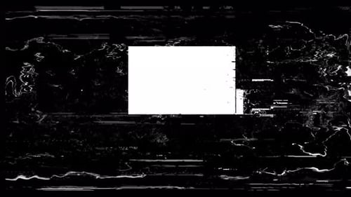 Corruption Collection: Un efecto defectuoso sobre un fondo negro de Ciencia ficción con un rectángulo blanco en forma de rectángulo