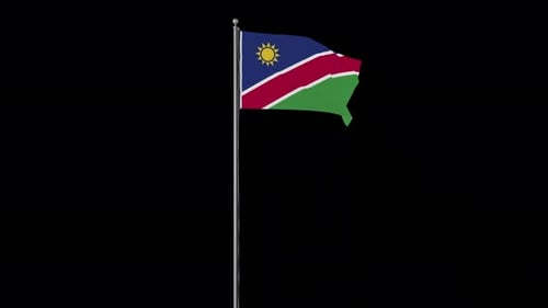 Waving National Flag of Namibia on Black Background