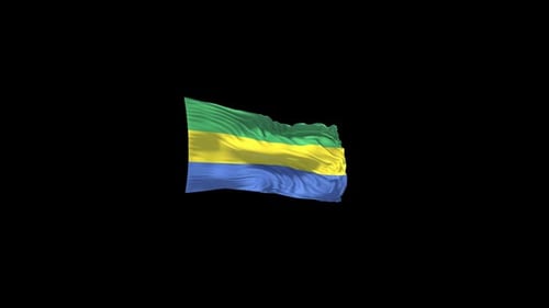Gabon National Flag Waving in Realistic Fluid Animation
