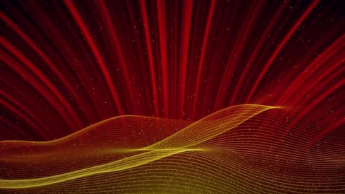 Abstract Red Gold Wavy Lines Particles Loop Background