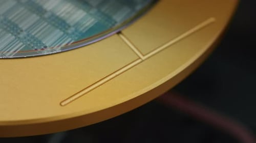 Electronic Machine Silicon Wafer at Advanced Semiconductor Foundry That Produces Computer Chips