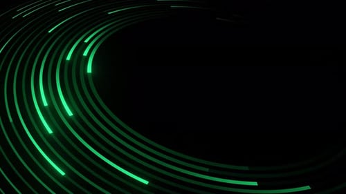 Green Neon Circular Lines on Dark Background