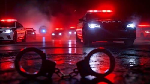 Police Emergency Lights With Smoke – Cinematic Night Crime Scene Loop
