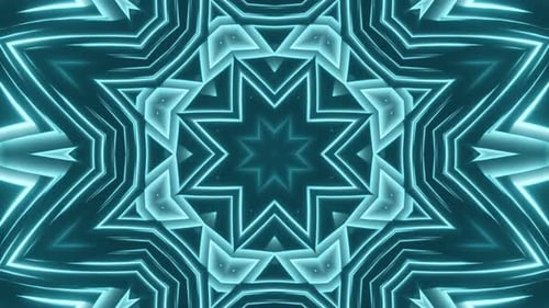 Glowing Neon Geometric Kaleidoscope Pattern Loop Background