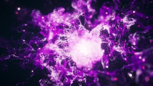 Violett fließende Partikel mit explosivem Welleneffekt