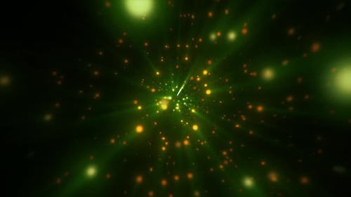 Abstract bright green glowing dots circles bokeh energy particles