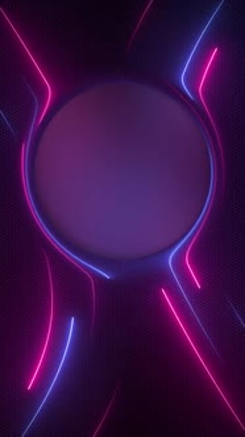 Dynamic Neon Pink Blue Abstract Circle Frame