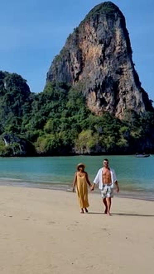 Romantic Stroll Along the Breathtaking Beaches of Railay Beach Krabi Thailand