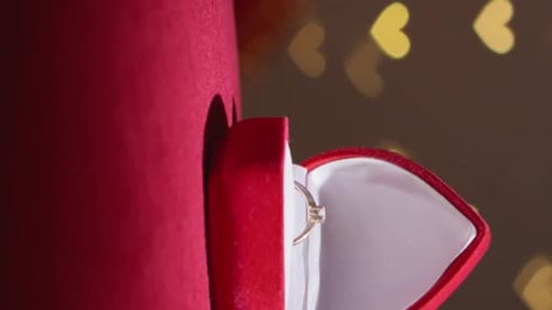 Diamond Ring Inside Heart Shaped Box