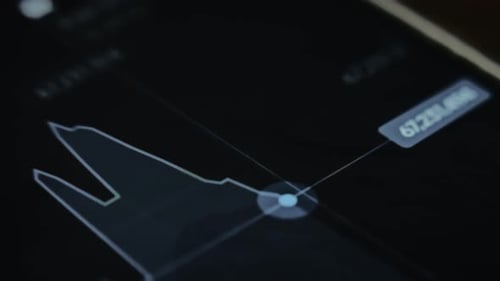 Bitcoin Price Line Chart Realtime Data on Smartphone Macro View
