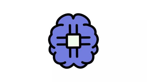 Artificial Intelligence Brain with CPU Chip Animation