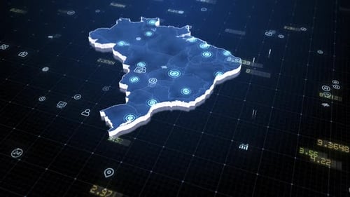 Digital Map of Brazil with Network Data Visualization
