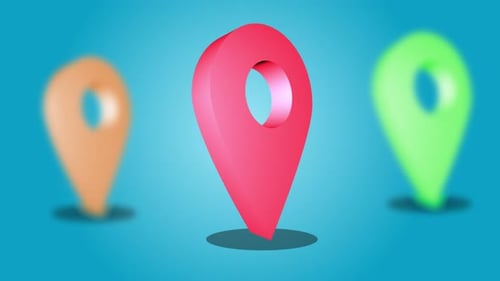 Animated 3D Location Pin Icons with Smooth Rotation