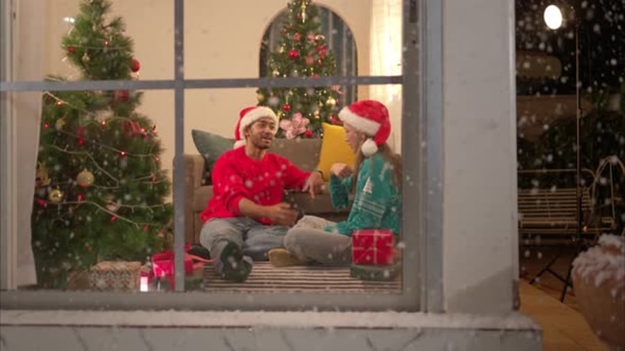 Couples on a snowy Christmas night, People Stock Footage ft. asian ...