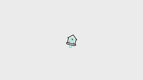 Minimalist Flat Design Bird Flying Out of Birdhouse Animation