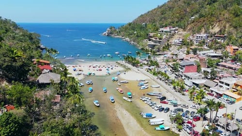 Mexican Beach Village Among The Mountains, Boca De Tomatlan, Puerto Vallarta, Jalisco