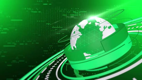 Rotating Globe News Background Green V4