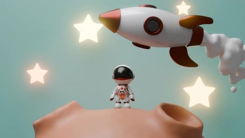 Cartoon Astronaut Loop Animation Satisfying Video