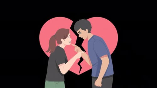 Angry Quarrelsome Couple Talking Shouting 4K Alpha Channel