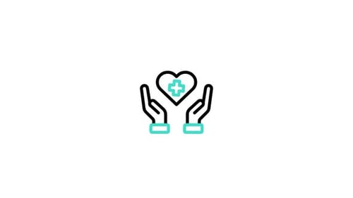 Animated Flat Design Medical Heart Icon Held by Hands