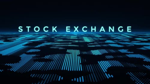 Futuristic Digital Grid with Glowing Stock Exchange Title Animation