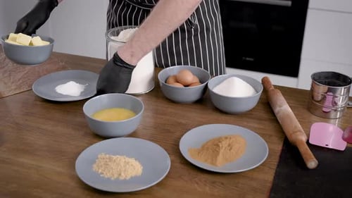 Baking Ingredients Laid Out on Kitchen Counter