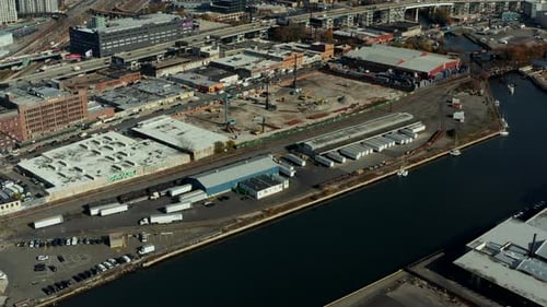 Aerial View Logistic Site on Waterfront