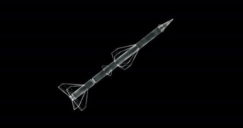 Futuristic Wireframe Rocket Spinning Animation