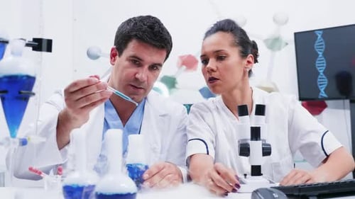 Scientists Working in Bright Modern Laboratory