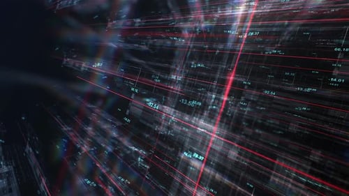 Futuristic Digital Grid Data Network Animation