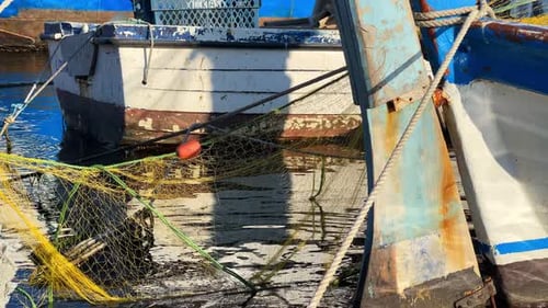 Fischnetz Und Angelschnüre Und Fischerboot 2