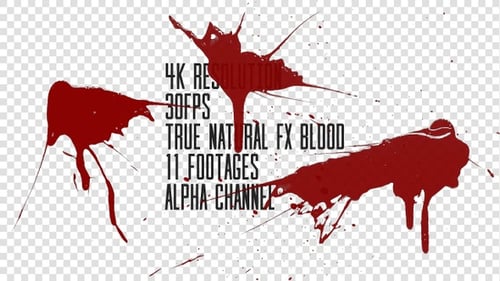 Animated Blood Splatter Effects on Transparent Background