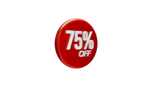 Glossy 3D Circle Discount Sale Badge 75 Percent Off