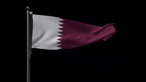 Realistic Waving Flag of Qatar with Transparent Background