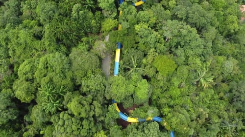 Aerial view water slide at theme park