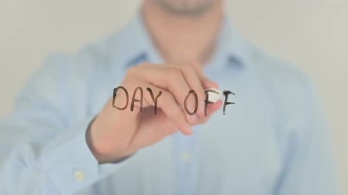 Day Off, Man Writing on Transparent Screen