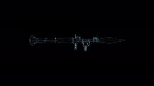 3D Seamless Loop Bazooka Hologram Wireframe