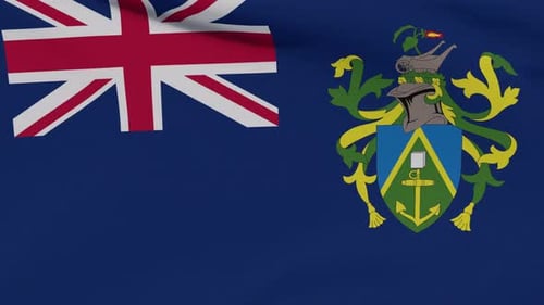 Pitcairn Islands Flag Waving Realistic Loop Animation