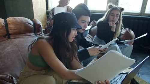 Stylish School Friends Studying Math During the Online Lesson at Home