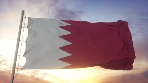 Realistic Bahrain Flag Waving in Slow Motion Loop