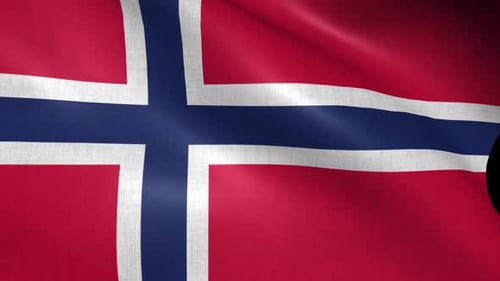 Realistic Waving Flag of Norway on Black Background